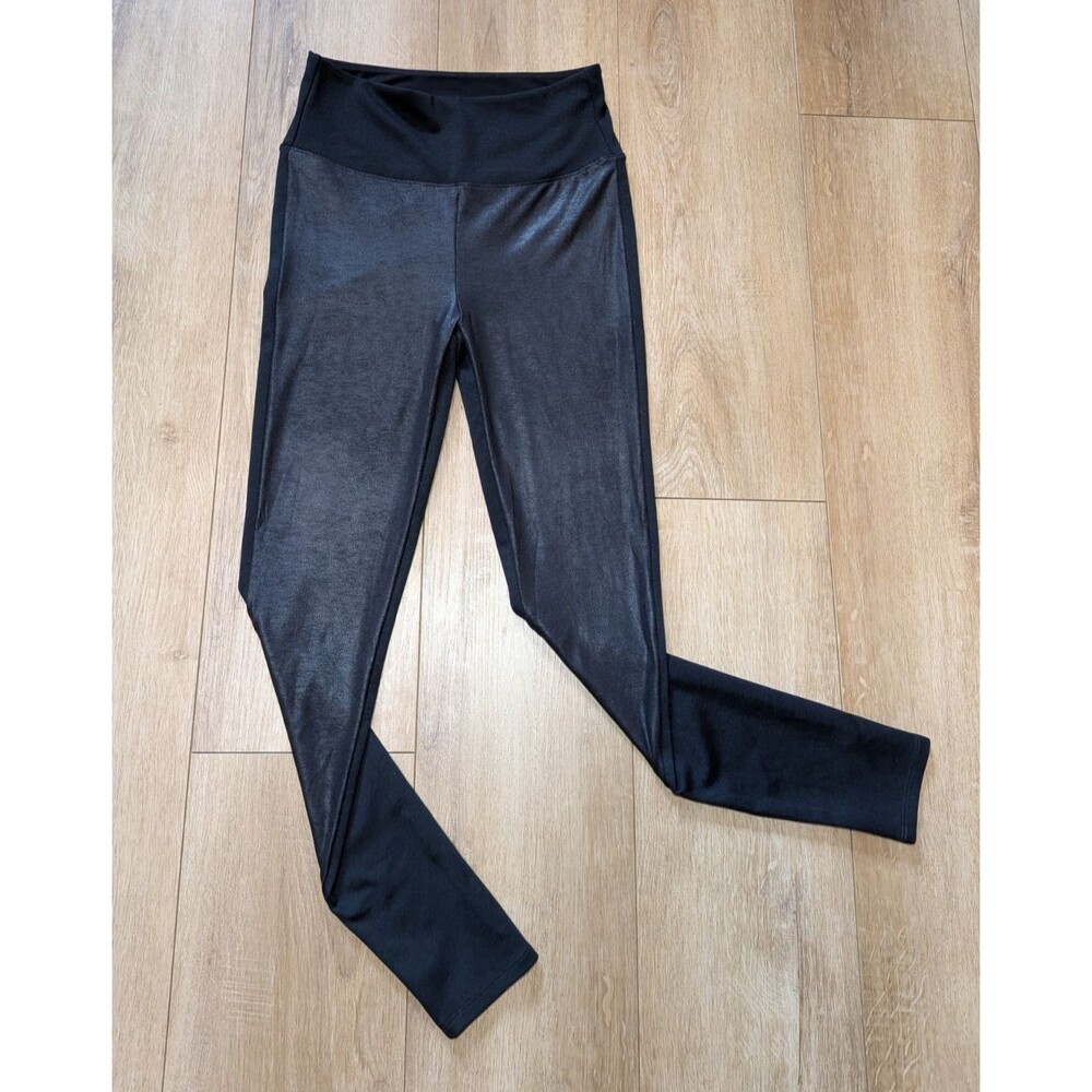Spanx Red Hot Black Faux Leather Front Panel Leggings Pants Medium M